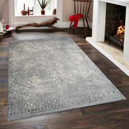 Conceptum Notta 1108 Alfombra de Pasillo 80 x 300 cm Gris y Crema
